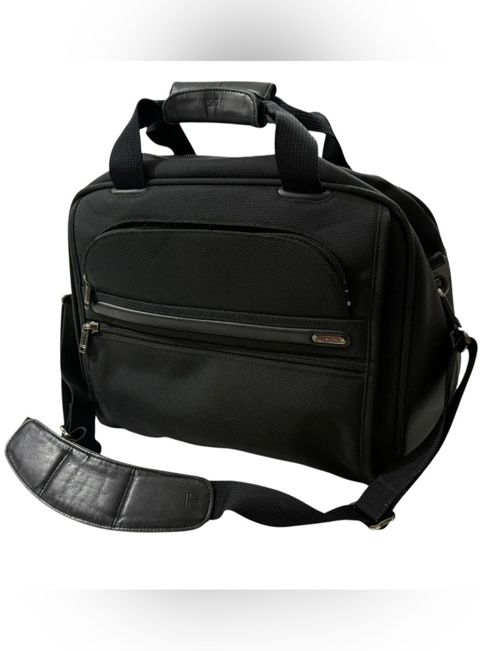Tumi Black Ballistic Nylon Laptop Briefcase Messenger Business Bag Expandable